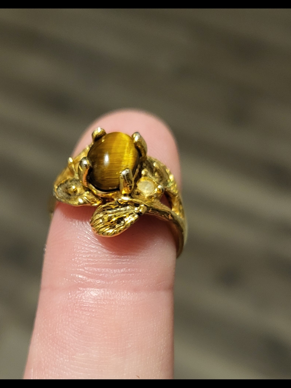 Gold-Tone 18kt HgP Tiger's Eye Floral Ring - Women's Jewelry,  Size 5